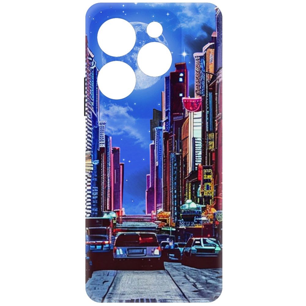 

Чехол-накладка Krutoff Soft Case Ночной город для INFINIX Hot 40 Pro черный