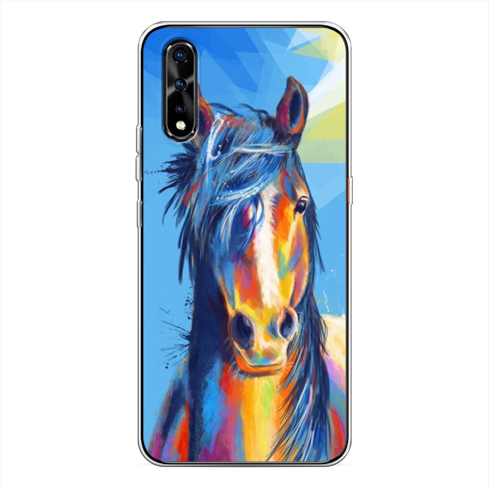 

Чехол на Vivo iQOO Neo "Лошадь арт 3", Голубой;желтый;синий, 261250-1