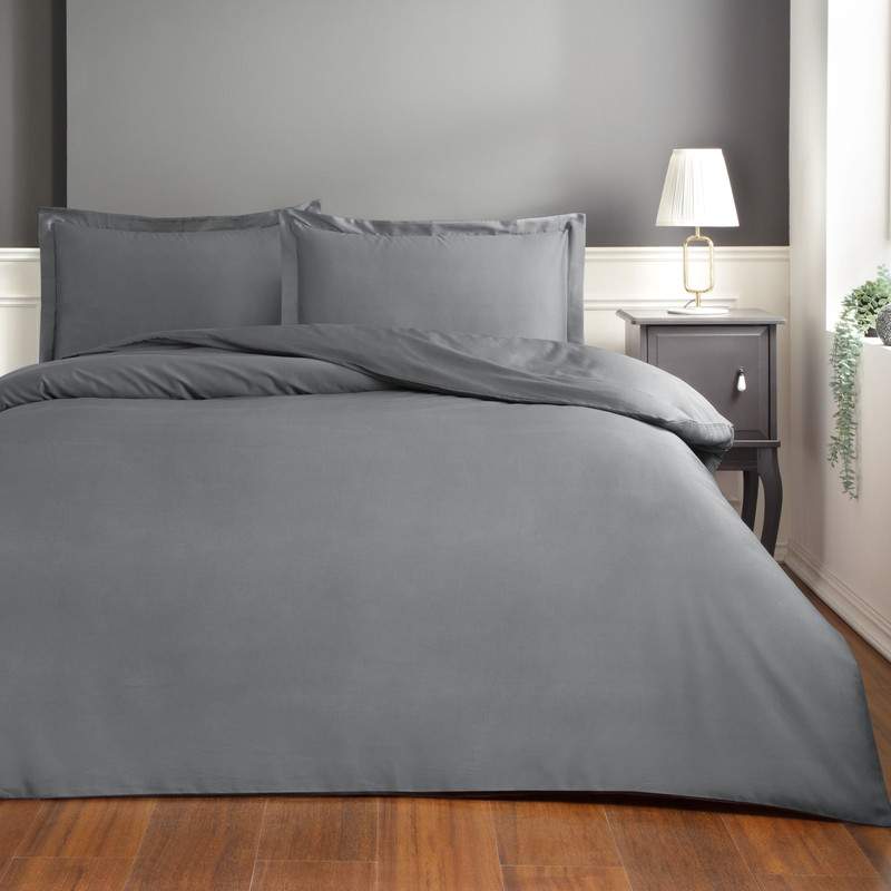 Постельное белье TAC люкс-сатин Basic Antrasitтемно-серый евро 9148₽