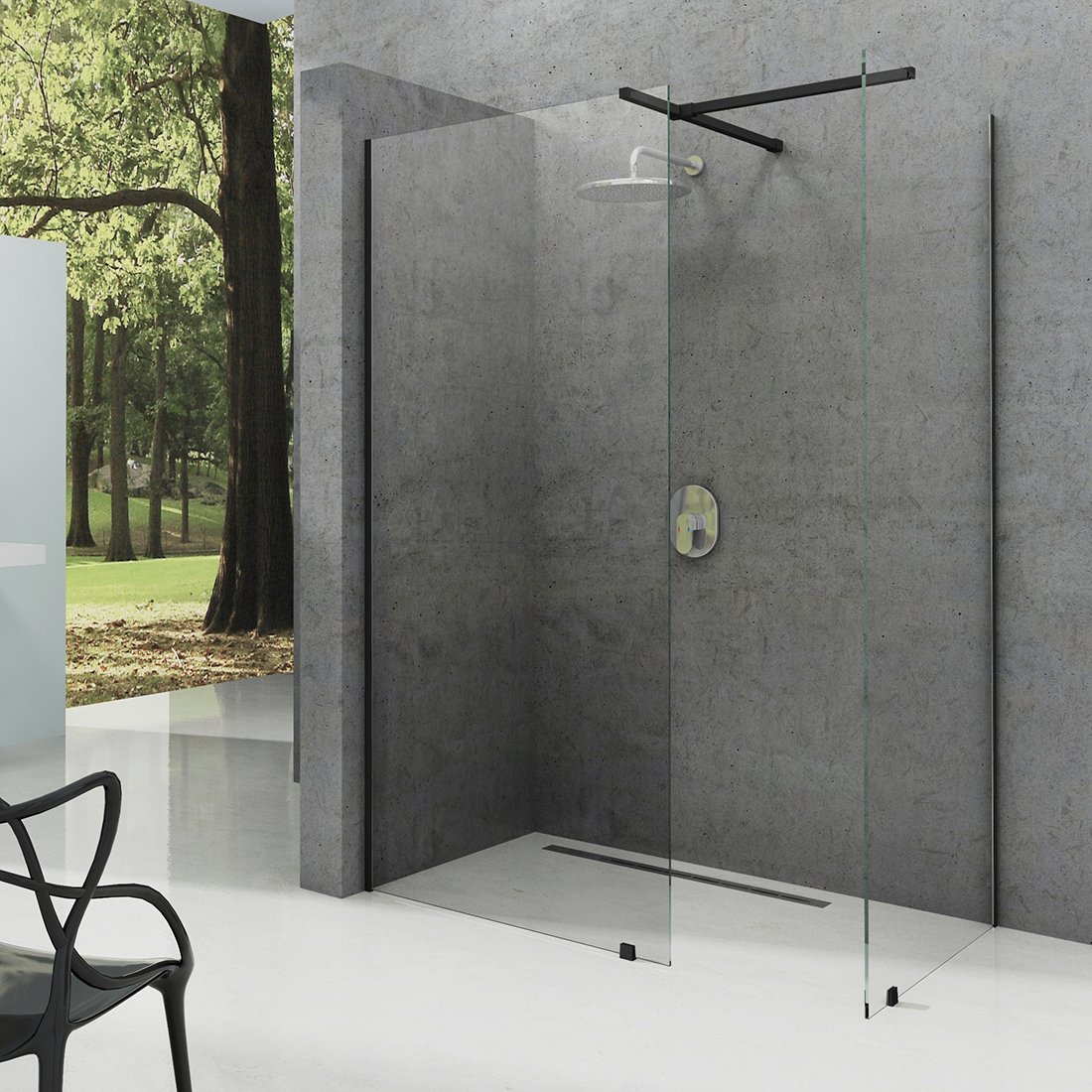 

Неподвижная стенка Ravak ST Walk-In Wall 700 x 2000 черный + транспарент