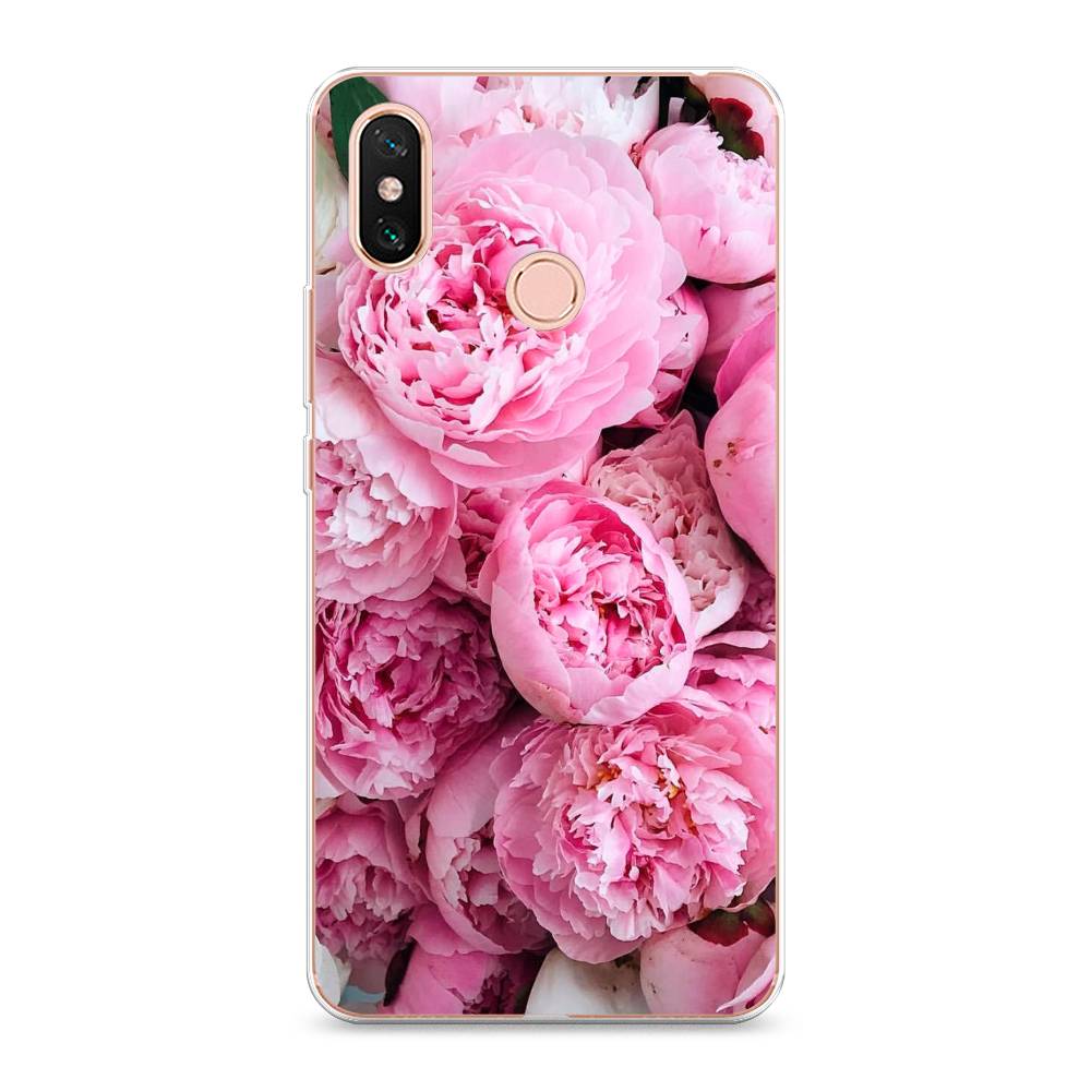 

Чехол на Xiaomi Mi Max 3 "Розовые пионы", Бежевый;розовый, 34350-2