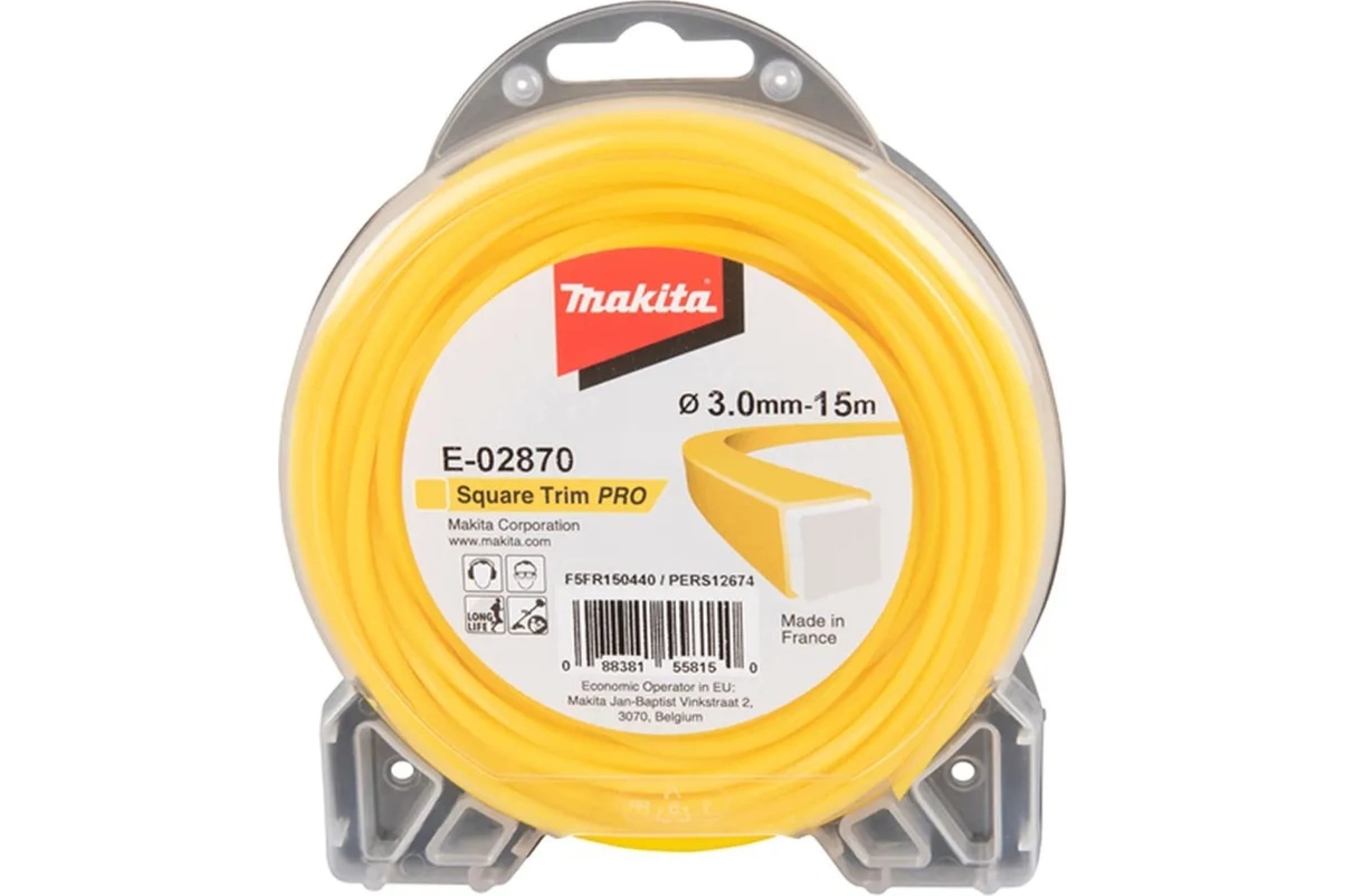 

Леска для триммера витая квадрат 3 мм Makita E-02870 599846459 15 м, Желтый, E-02870