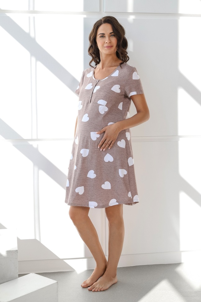 Ночная сорочка для беременных женская Виолетта Лайк-2 бежевая 56 RU