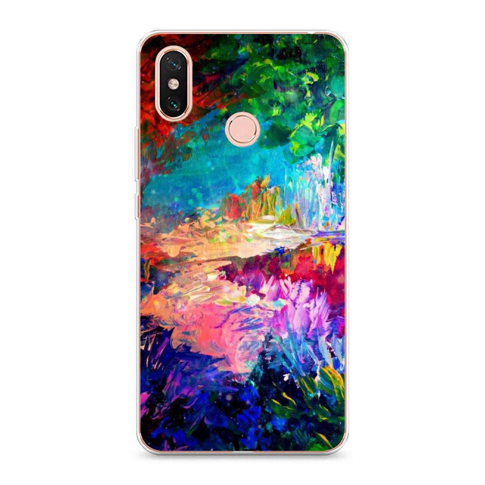 

Чехол на Xiaomi Mi Max 3 "Лес-гуашь", Синий;розовый;зеленый, 34350-4