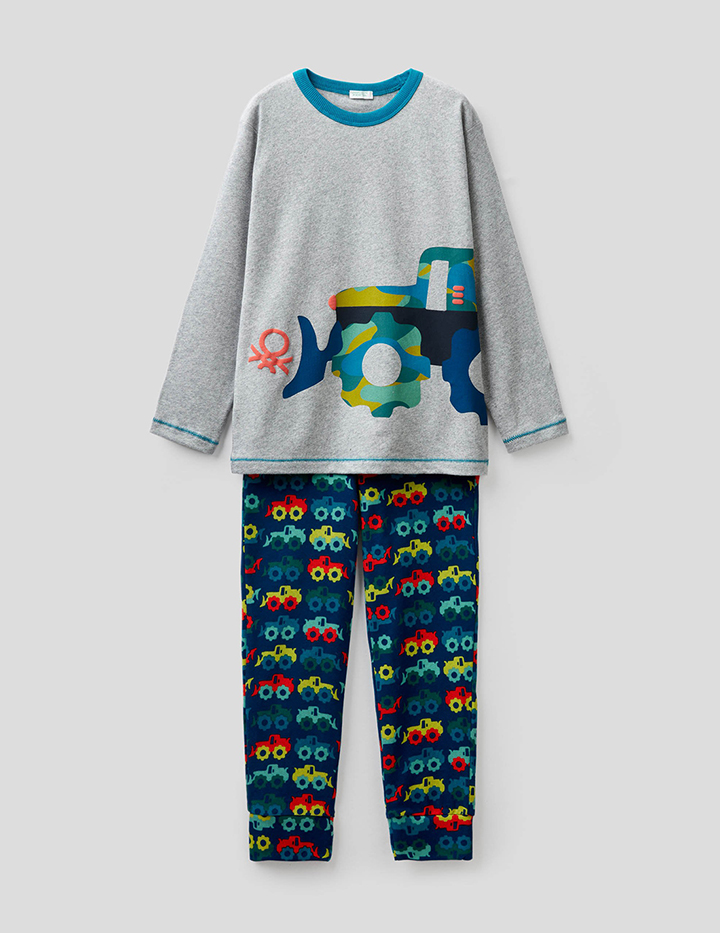 

Пижама для мальчиков Benetton цв. серый р.146, 21A_3I8X0P2GS