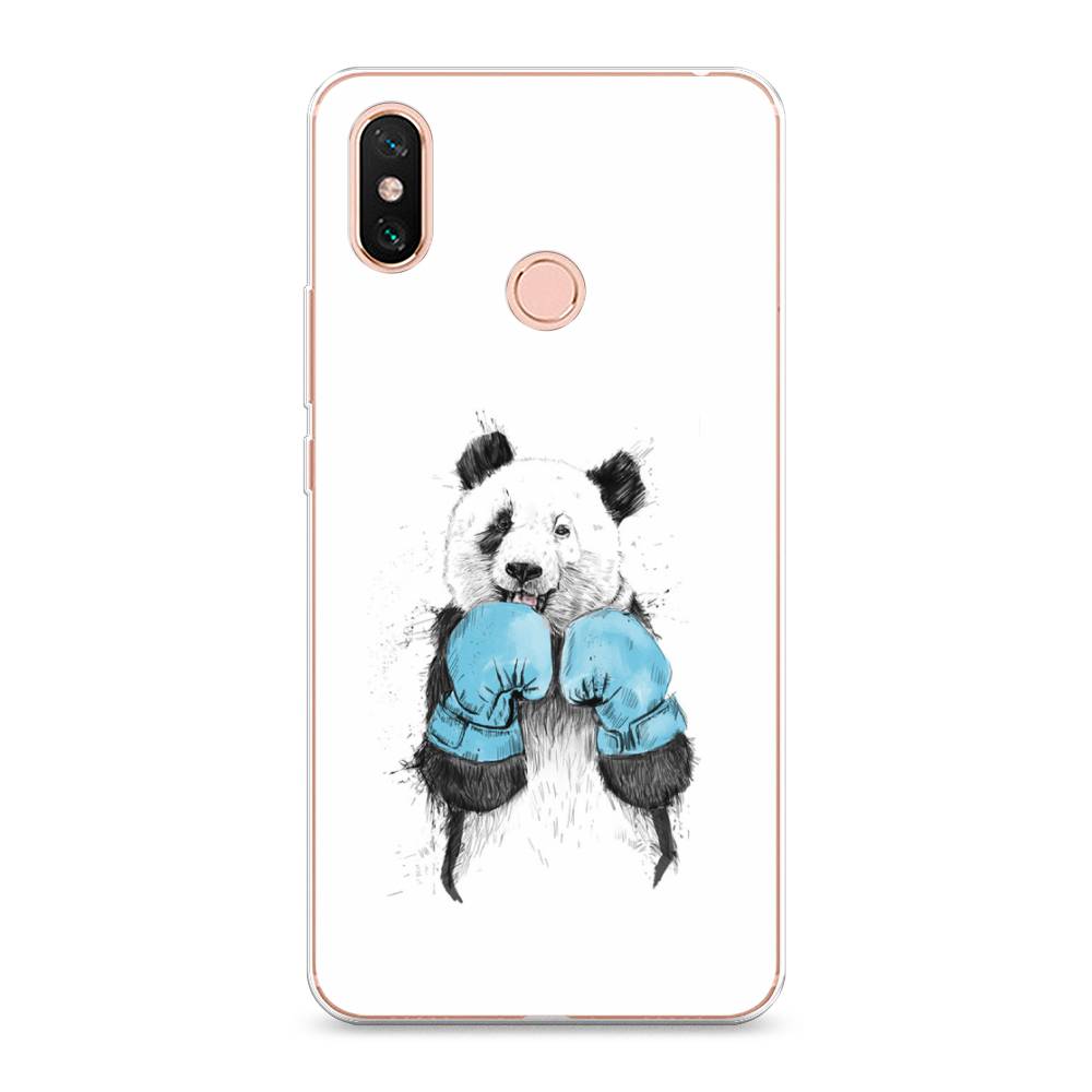 

Чехол на Xiaomi Mi Max 3 "Панда боксер", Голубой;белый;серый, 34350-1