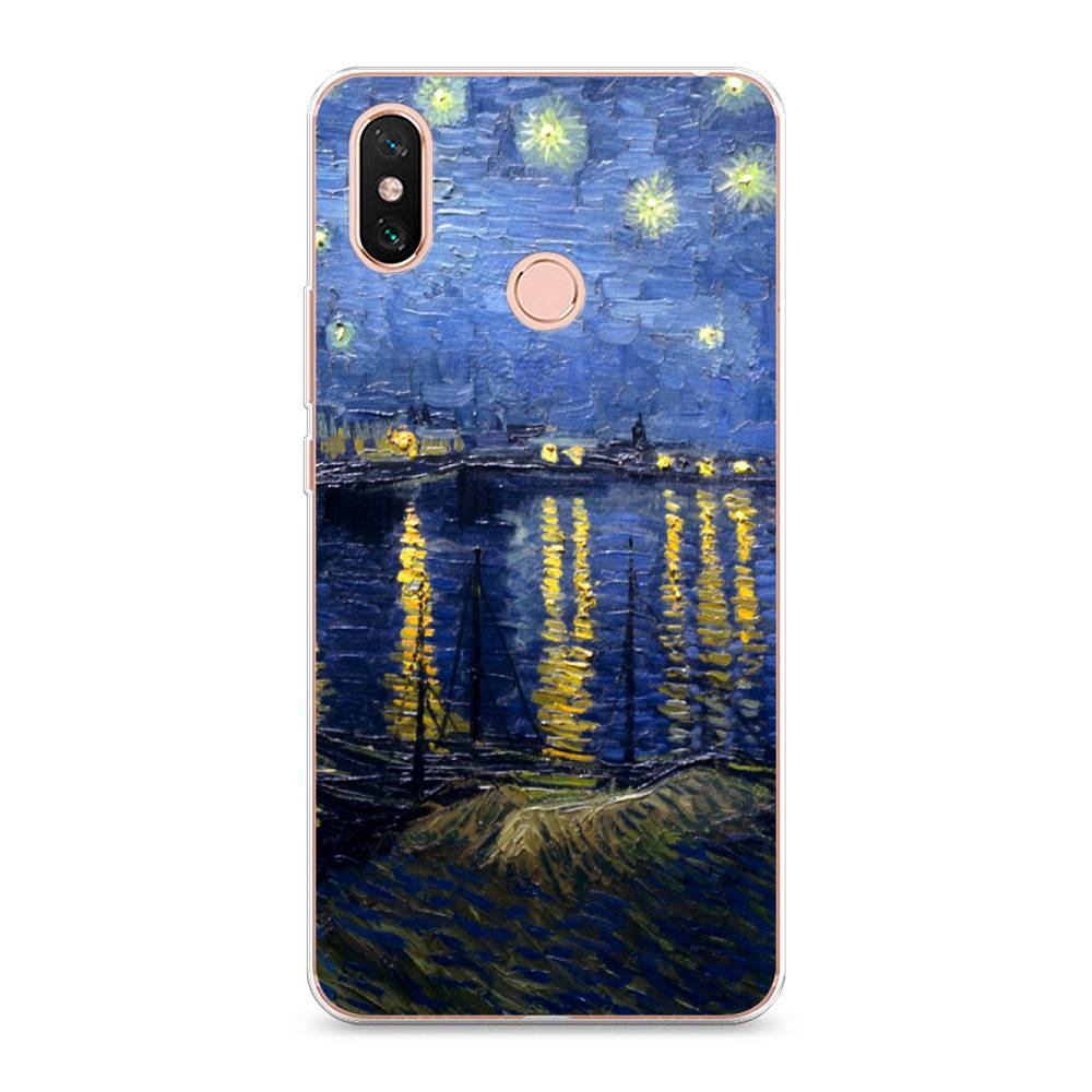 

Чехол на Xiaomi Mi Max 3 "Звездная ночь над Роной", Синий;желтый, 34350-4