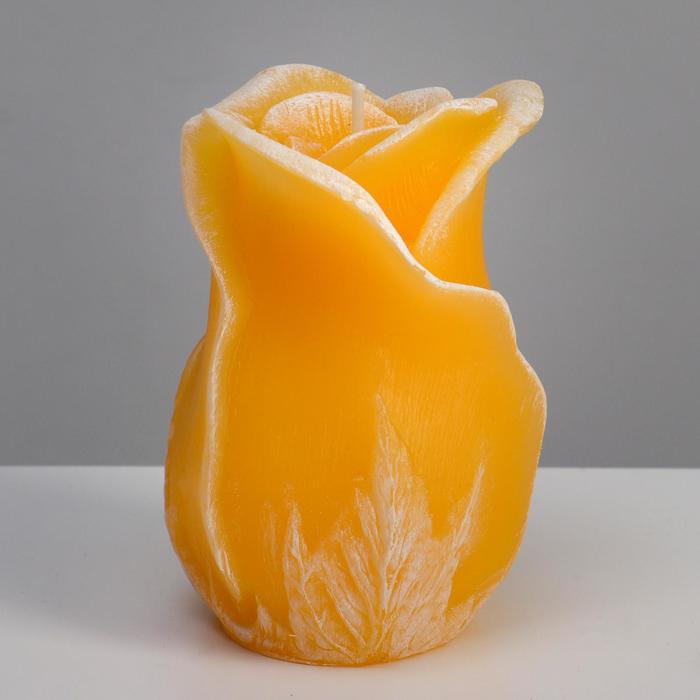 фото Свеча фигурная ароматическая "роза", 8х12,5 см, солнечно-желтая, банан nobrand