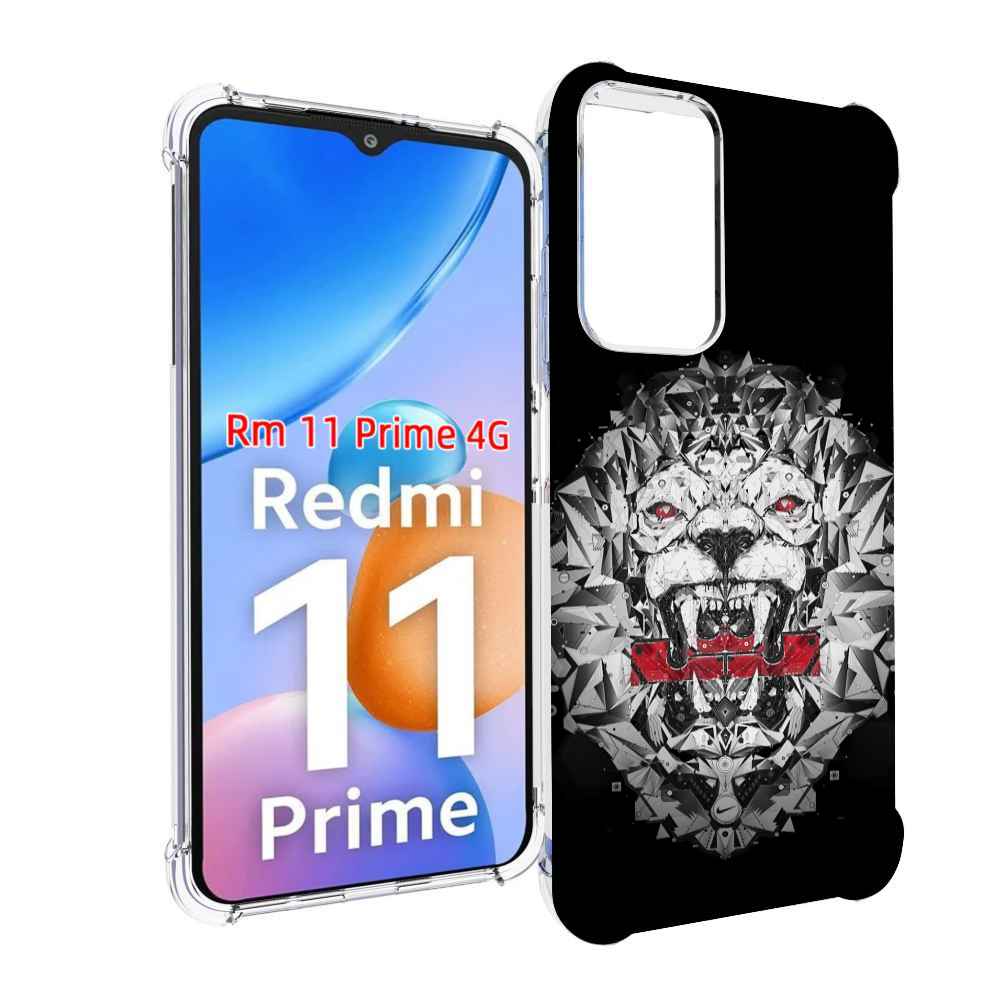 Чехол MyPads тигр-с-гранями-черно-белый для Xiaomi Redmi 11 Prime 4G
