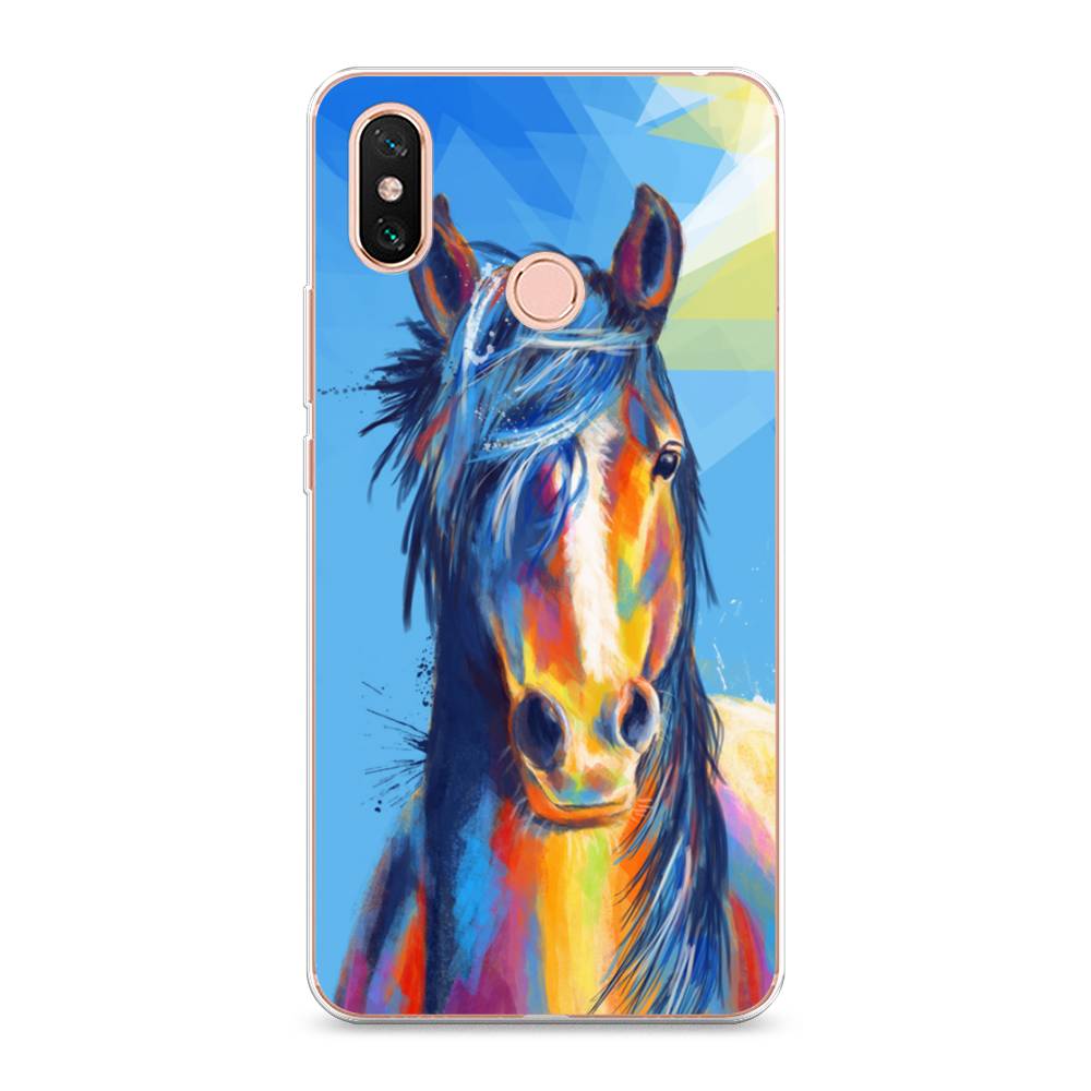 

Чехол на Xiaomi Mi Max 3 "Лошадь арт 3", Голубой;желтый;синий, 34350-1