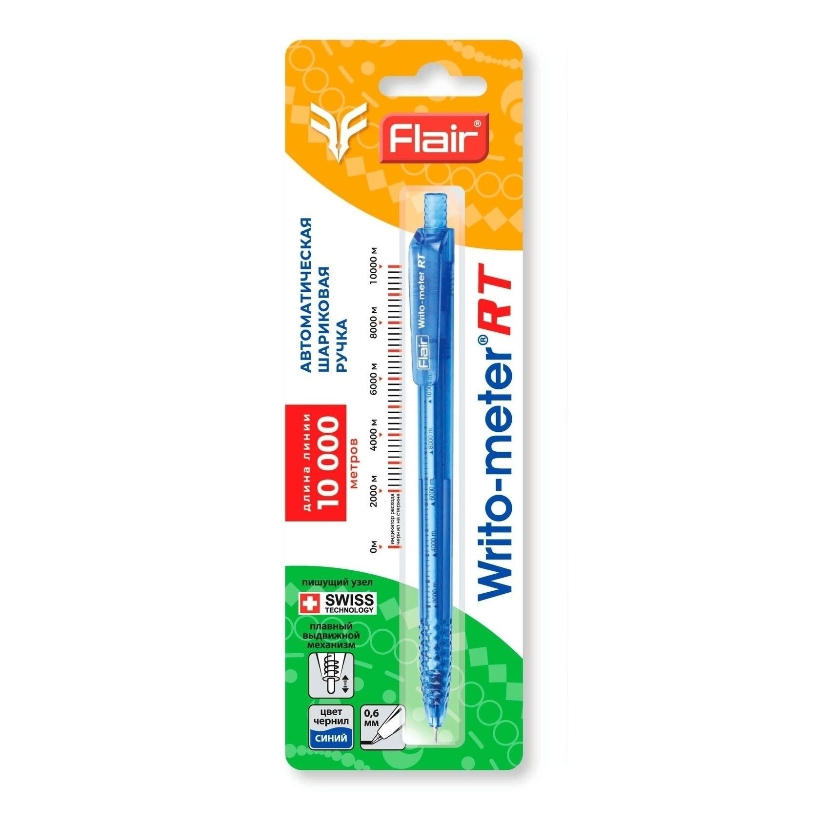 

Ручка шариковая Flair Writo-meter RT пишущий узел 0,6 мм цвет чернил синий
