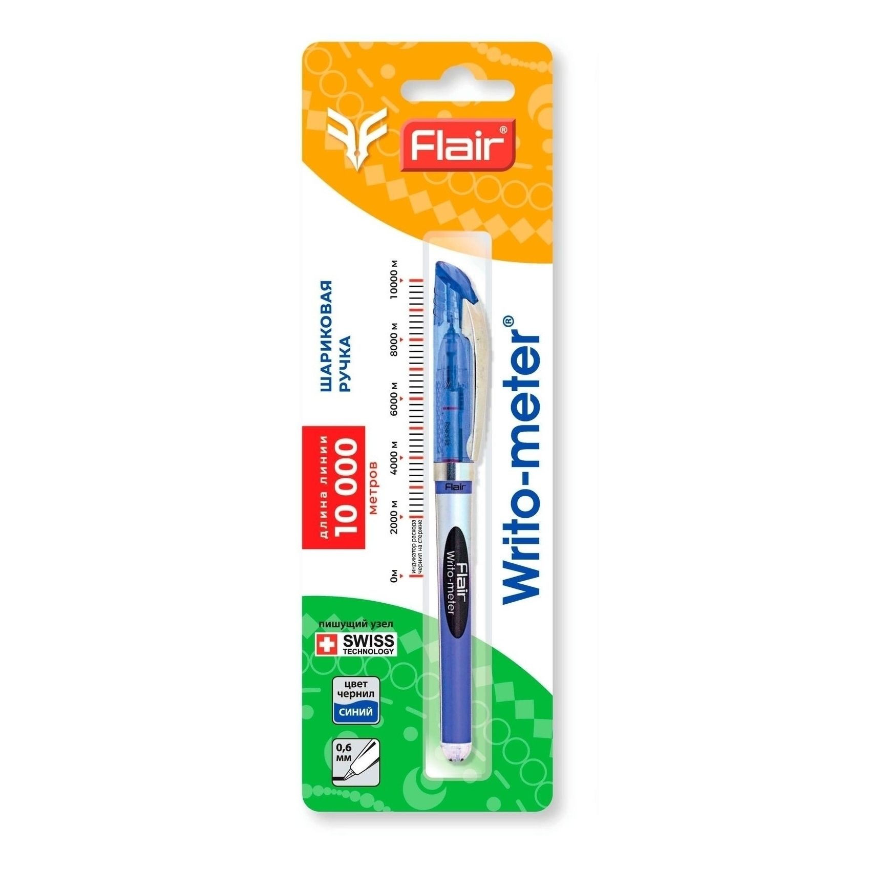 Ручка шариковая Flair Writo-meter пишущий узел 06 мм цвет чернил синий 130₽