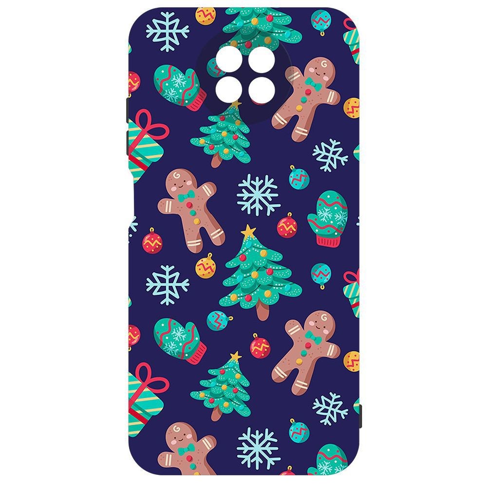 

Чехол-накладка Krutoff Софт Кейс Прянички и елочки для Xiaomi Redmi Note 9T черный