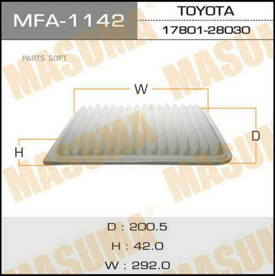 

MFA-1142_фильтр воздушный! Toyota Camry 2.4 VVT-i/3.0i V6 24V 01>, Lexus RX300 03>