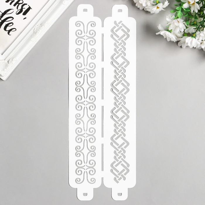 

Трафарет бордюрный "Узор" пластик, 11х32 см, Белый, На торты можно