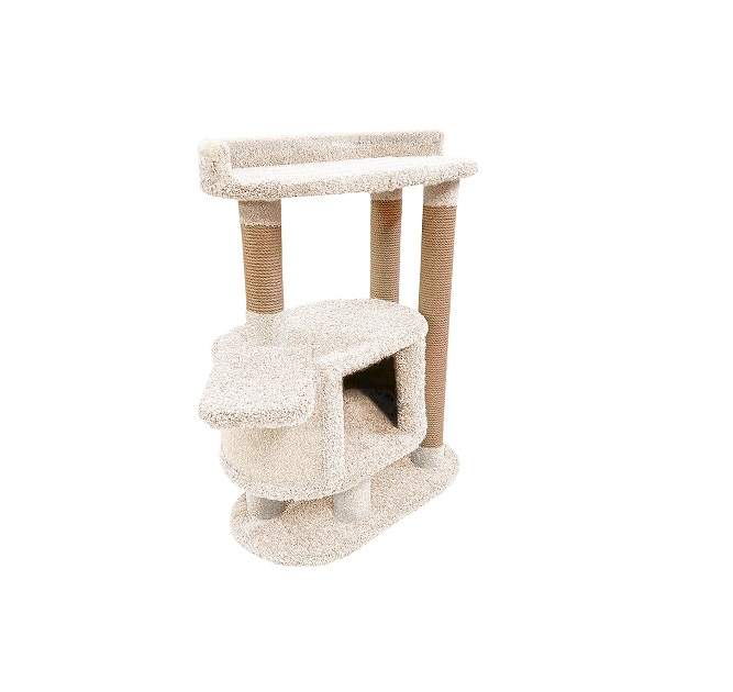 Когтеточка для кошек Комфорт Хвостиков Феликс, с домиком, ваниль, ковролин, картон, 107 см
