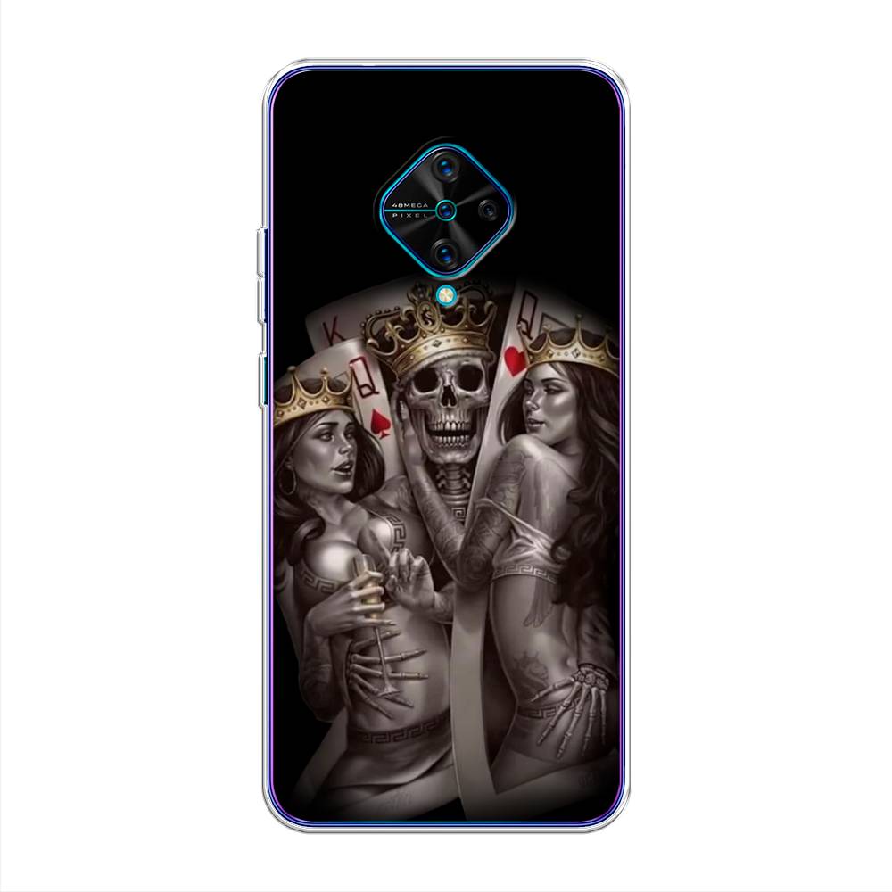 

Чехол для Vivo V17/Y9s "Карты король и королевы", Серый;желтый, 261550-6