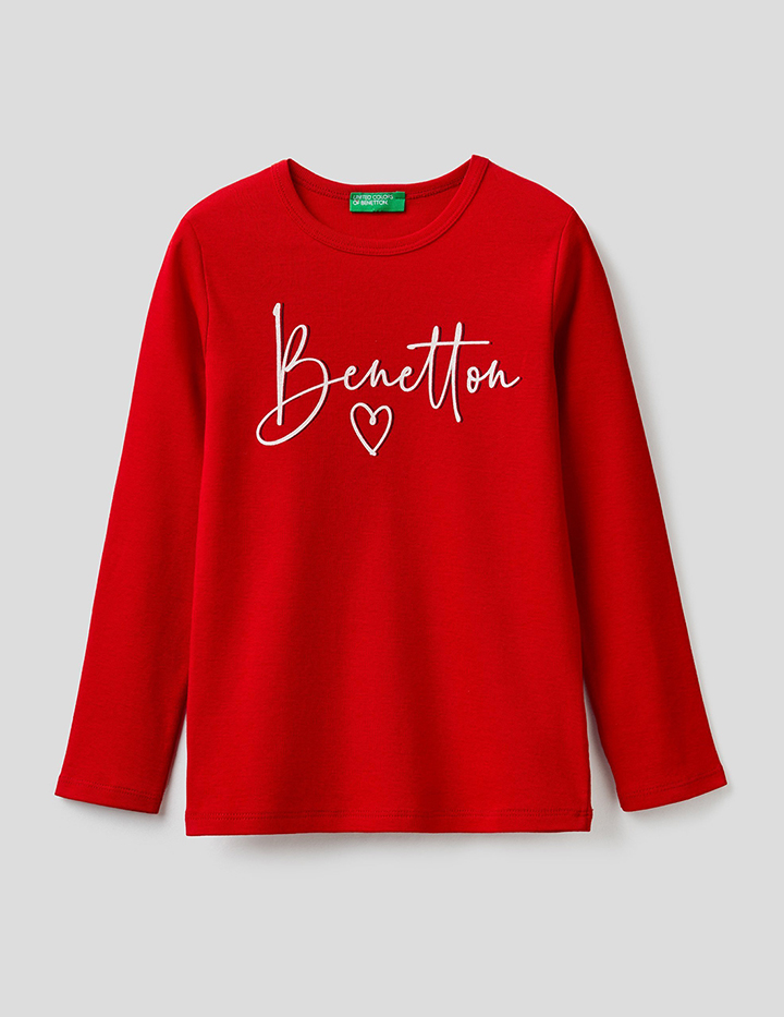 

Футболка для девочек Benetton цв. красный р.140, 21A_3I9WC15BM