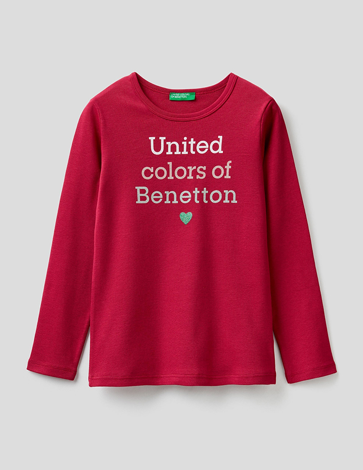 фото Футболка для девочек benetton цв. фиолетовый р.158 united colors of benetton