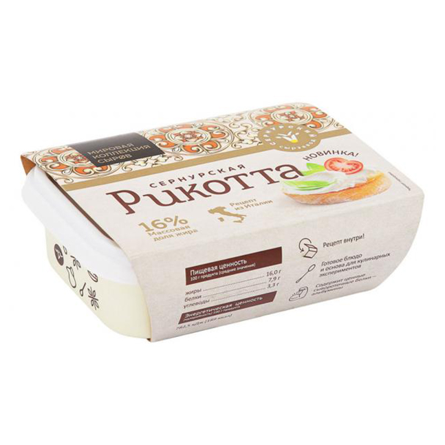 

Сыр мягкий Сернурский сырзавод Рикотта 16% 200 г