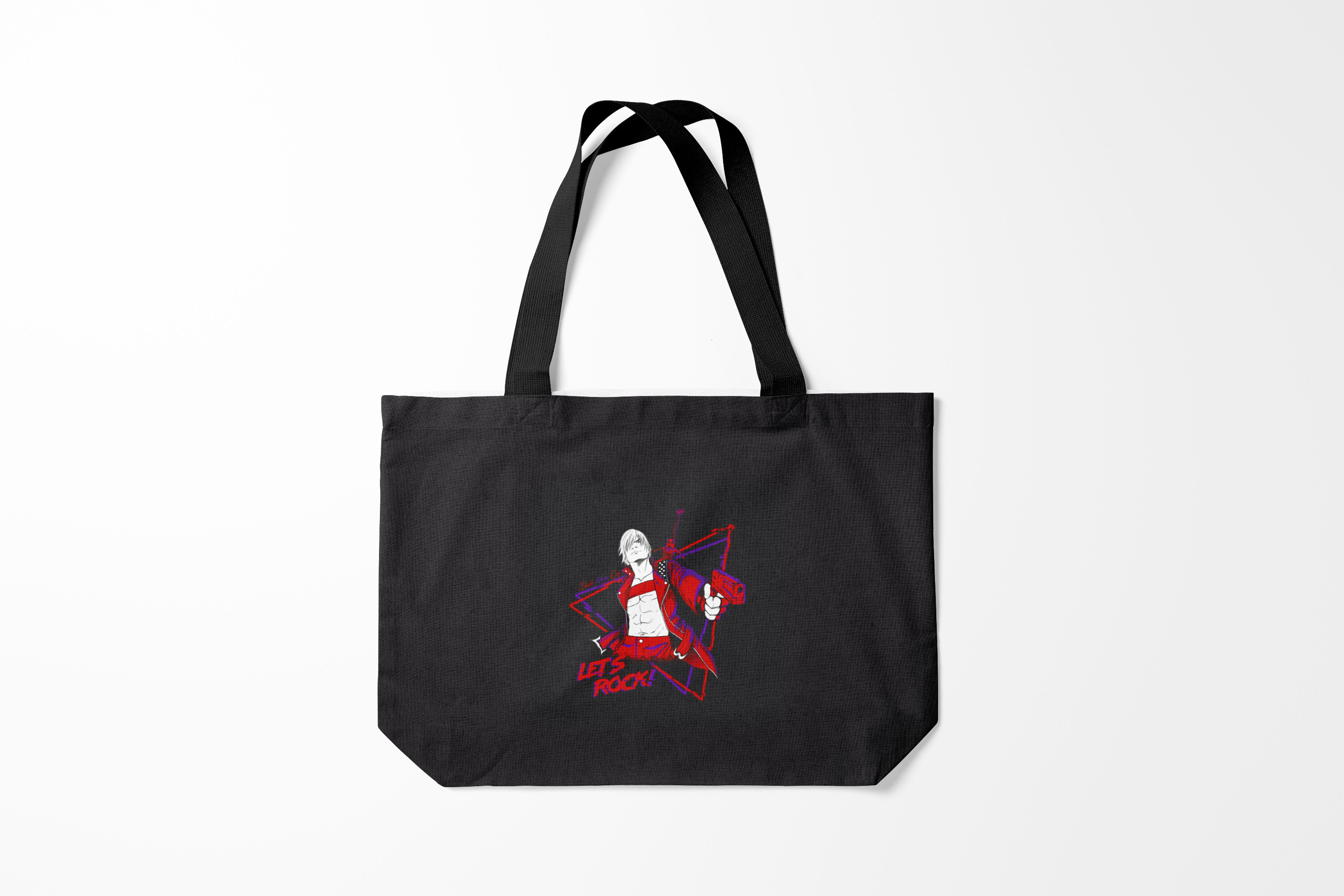 

Сумка шoппер унисекс Burnettie Devil May Cry Lets Rock DMC, черный, Devil May Cry Lets Rock DMC