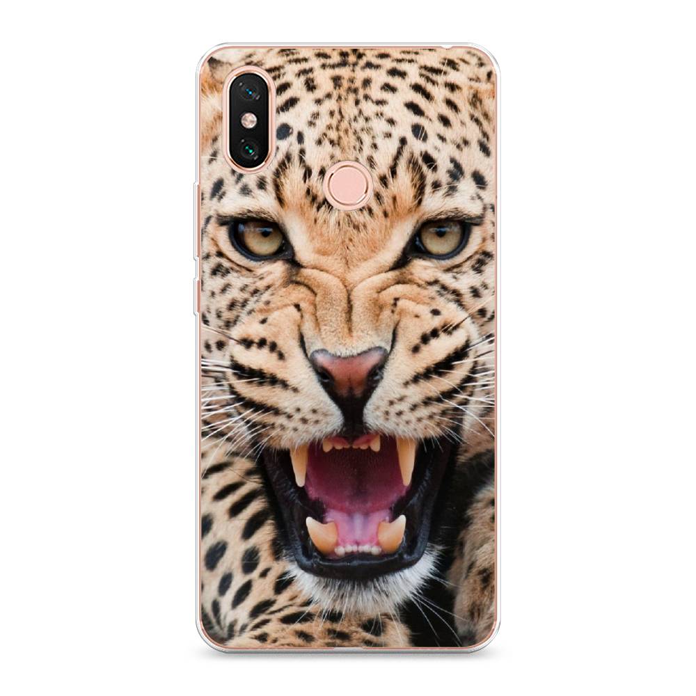

Чехол на Xiaomi Mi Max 3 "Леопард 3d", Бежевый;черный, 34350-6