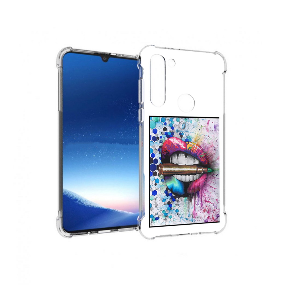 

Чехол MyPads Tocco для Motorola Moto G8 Power разноцветные губы с пулей (PT143076.340.571), Прозрачный, Tocco