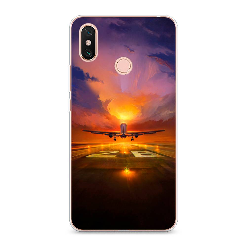 

Чехол на Xiaomi Mi Max 3 "Самолет на посадке", Оранжевый;синий, 34350-6