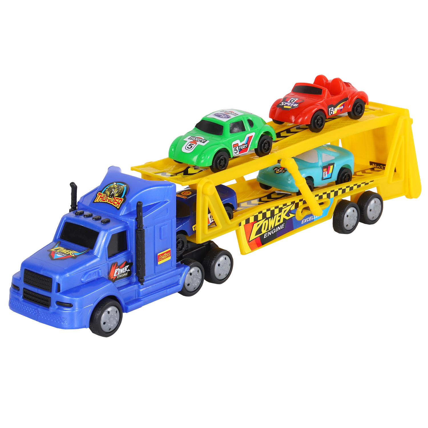 фото Машинка компания друзей инерционная автовоз с транспортом набор синий jb5300178