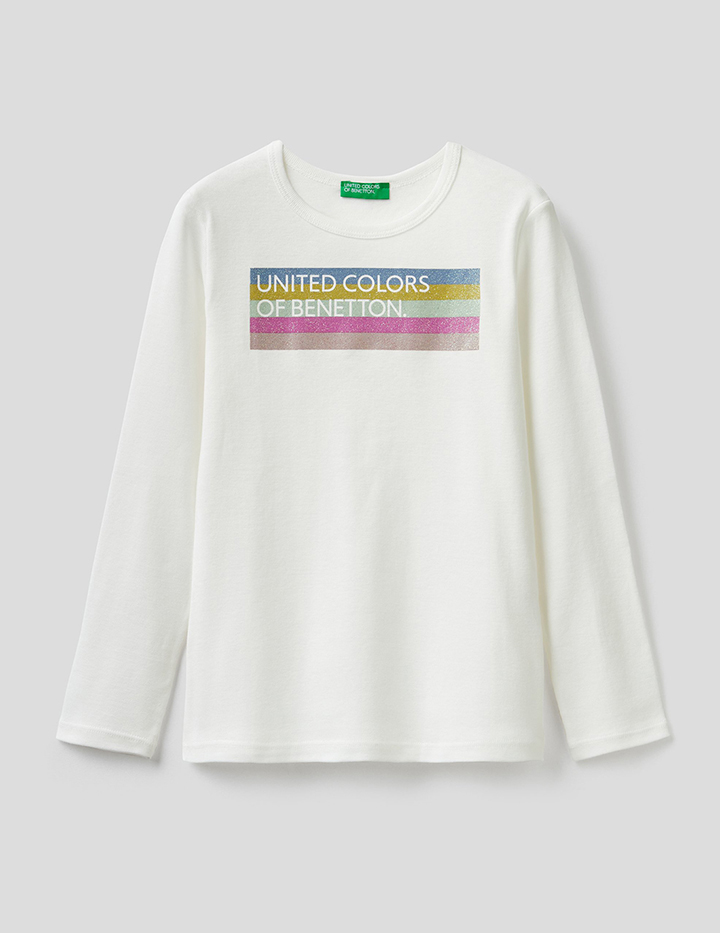 фото Футболка для девочек benetton цв. белый р.170 united colors of benetton