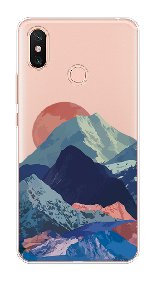 

Чехол на Xiaomi Mi Max 3 "Закат в снежных горах", Красный;серый;голубой, 34350-2