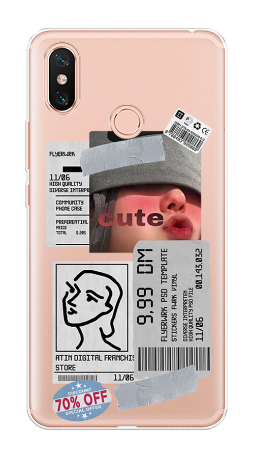 

Чехол на Xiaomi Mi Max 3 "Cute girl collage", Розовый;серый;голубой, 34350-6