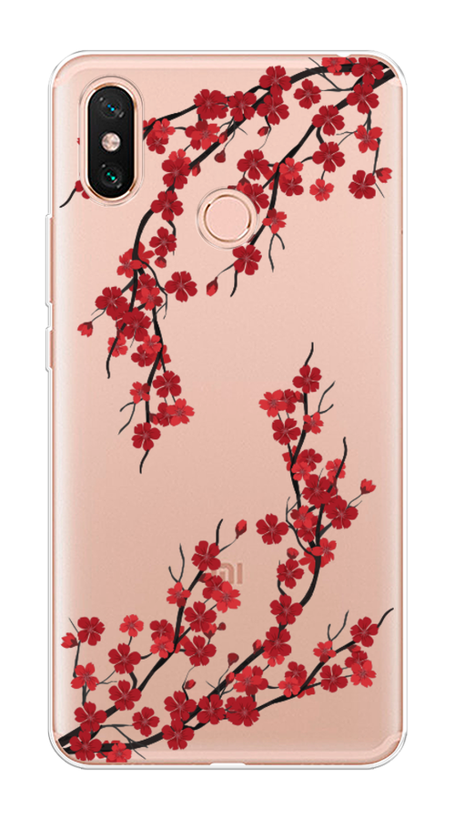 

Чехол на Xiaomi Mi Max 3 "Красная сакура", Красный;черный, 34350-2
