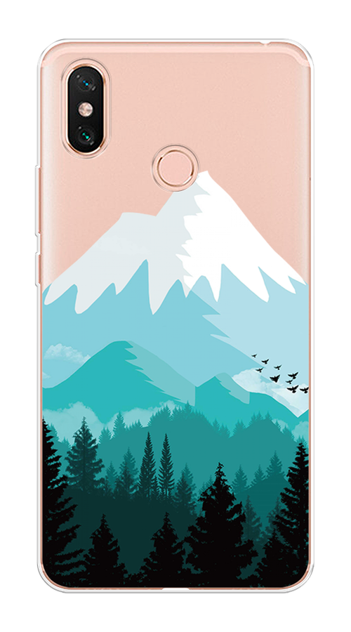 

Чехол на Xiaomi Mi Max 3 "Синяя снежная гора", Белый;голубой, 34350-2