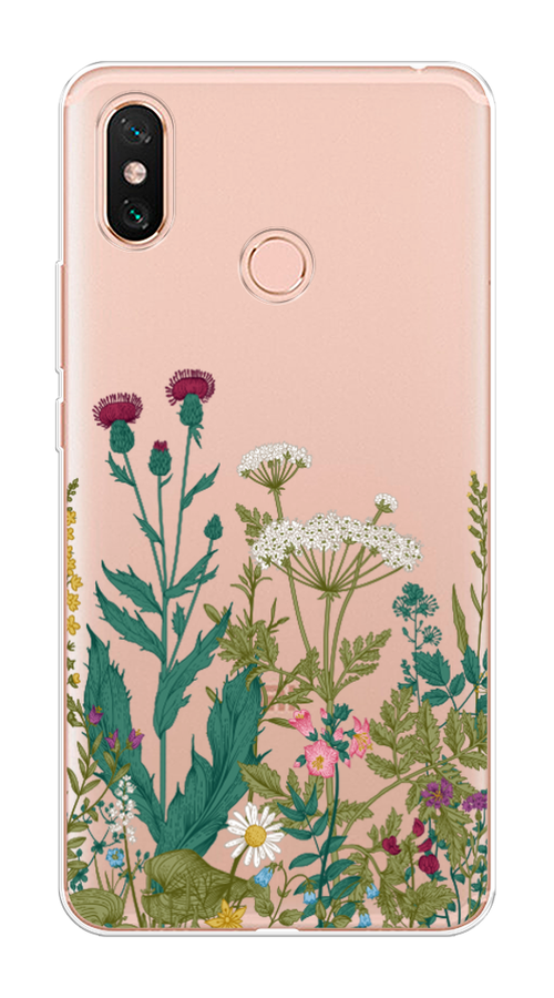 

Чехол на Xiaomi Mi Max 3 "Дикие полевые цветы", Зеленый;розовый;белый, 34350-2