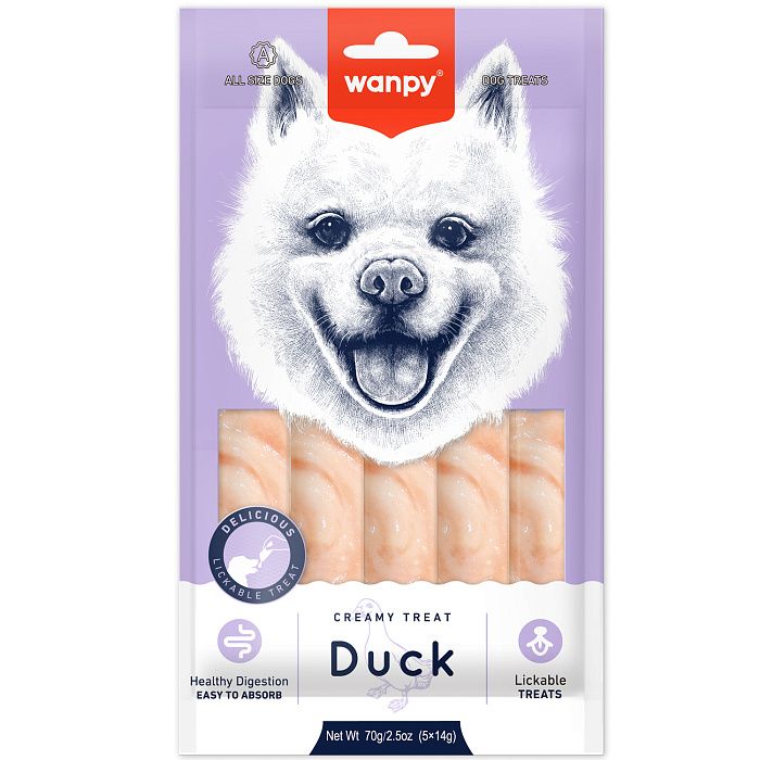 Лакомство для собак Wanpy Dog Нежное пюре, утка, 70 г