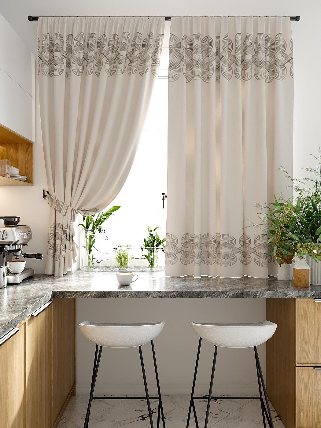 

Комплекты штор AT HOME Пеларис высота 180 см, ширина 150 см, Бежевый, 920344