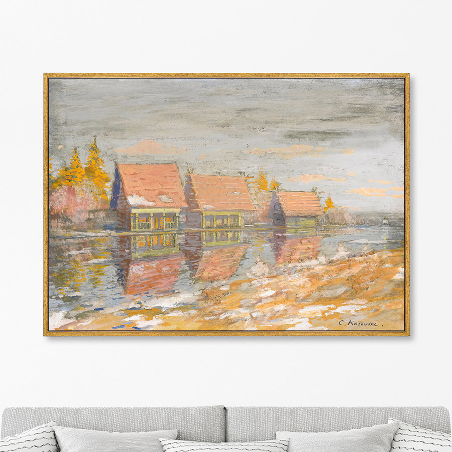

Репродукция картины на холсте Dachas On The River Bank 1932г. 75х105см