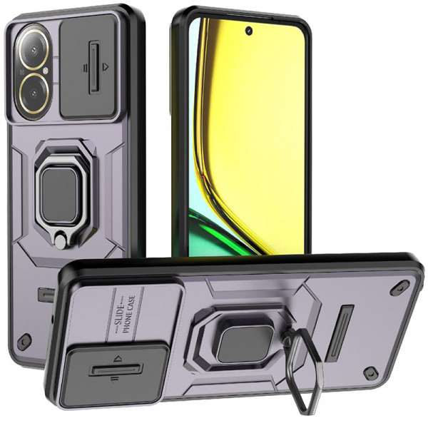 

Чехол RosCase Transformer Ring Holder с кольцом для Realme C67, Фиолетовый