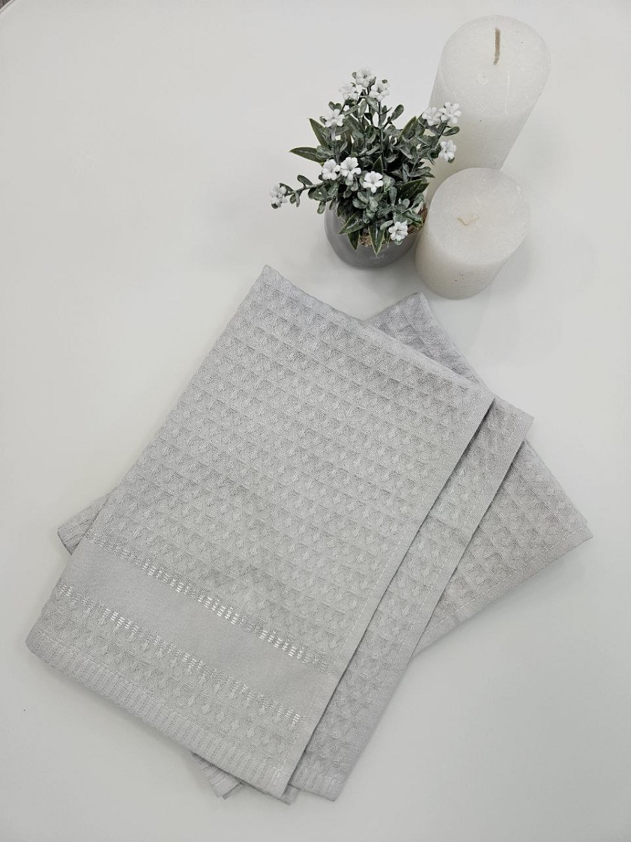 

Полотенце кухонное вафельное Safia Home размером 60*40 серое, Серый, 40*60