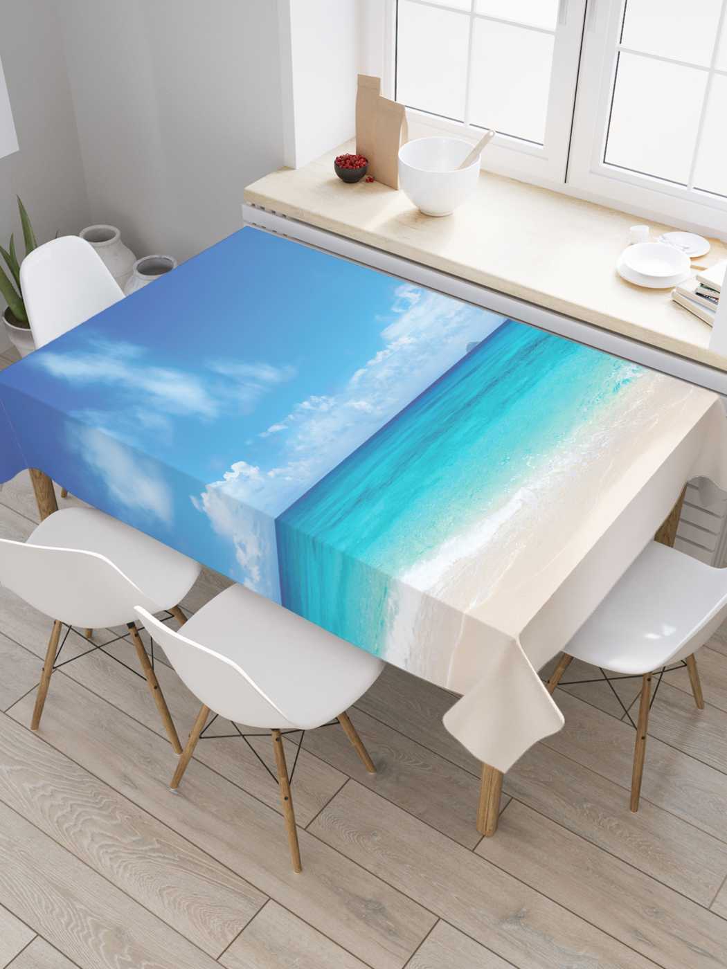 

Скатерть прямоугольная JoyArty "Спокойный горизонт" из сатена, 180x145 см, Белый, Спокойный горизонт