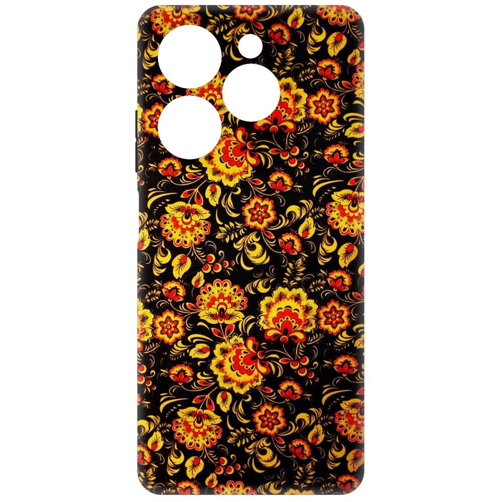 

Чехол-накладка Krutoff Soft Case Хохлома для INFINIX Hot 40i черный