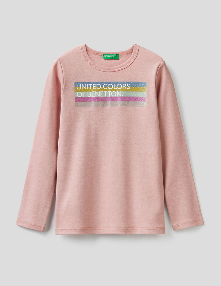 

Футболка для девочек Benetton цв. розовый р.158, 21A_3I9WC15BM