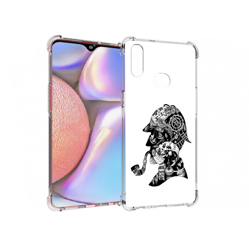 

Чехол MyPads Tocco для Samsung Galaxy A10s мужчина с трубкой абстракция (PT139908.534.488), Прозрачный, Tocco