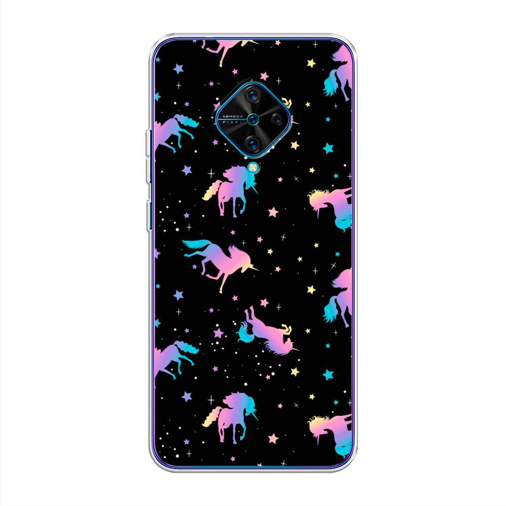 

Чехол для Vivo V17/Y9s "Единороги градиент", Черный;розовый;голубой, 261550-1