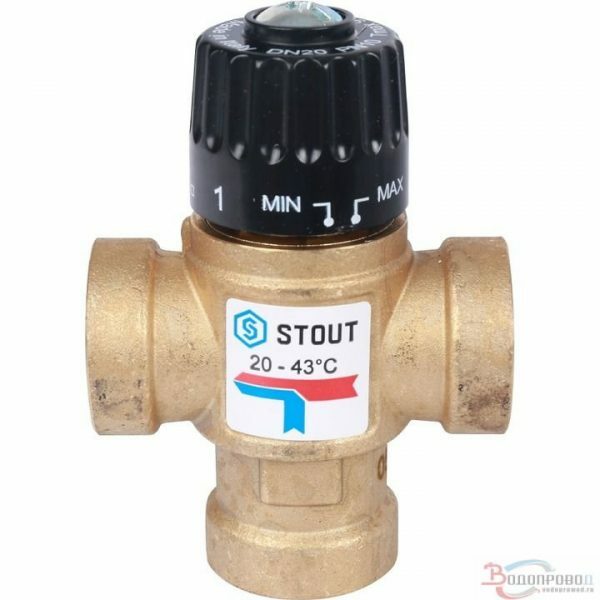 фото Термостатический смесительный клапан stout 3/4" вр 20-43 °с, kv 1,6 м3/ч svm-0110-164320