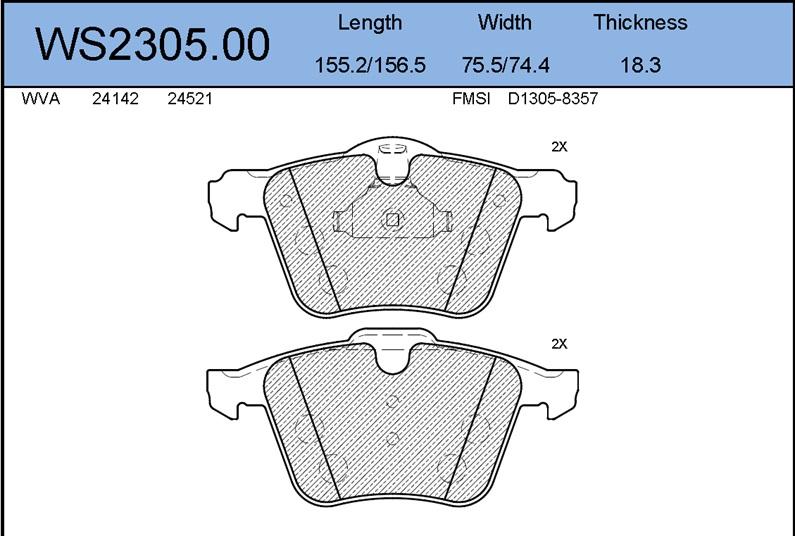 

Тормозные колодки JEENICE передние дисковые ws230500
