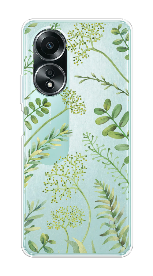 

Чехол на Oppo A58 4G "Green Leaves", Зеленый;прозрачный, 2514950-1