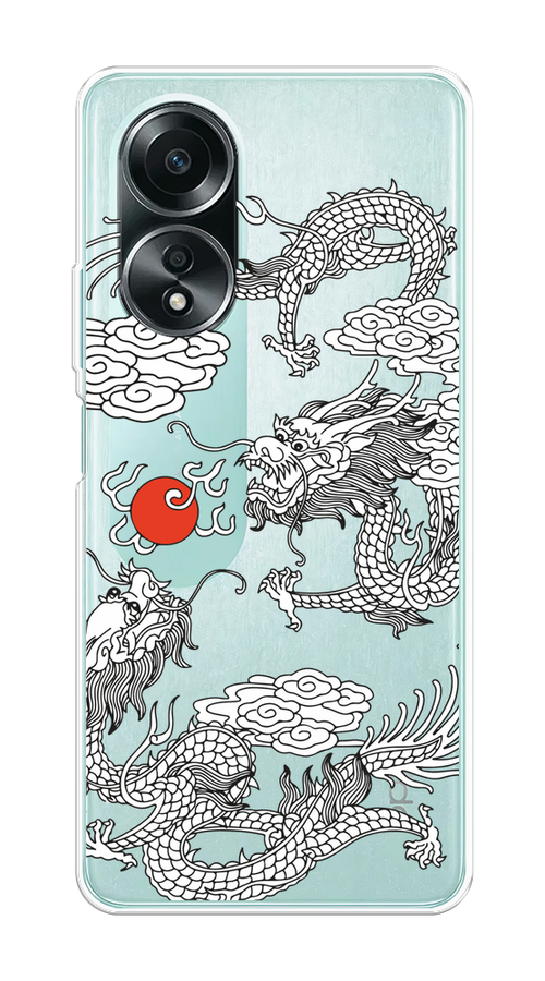 

Чехол на Oppo A58 4G "Драконы с ножом", Прозрачный;черный;белый, 2514950-1