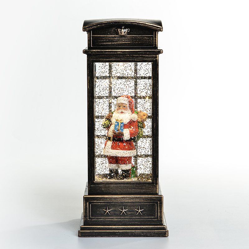 

Нинбо Фонарь рождественский Дед Мороз в будке телефонной 20 см, коричневый